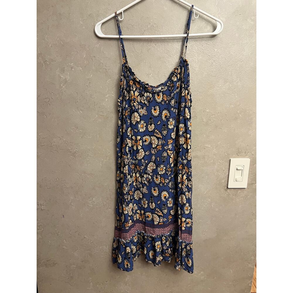 Chelsea & Violet Floral Boho Ruffle Hem Slip Dress Blue Yellow Summer Size Large - Picture 4 of 14